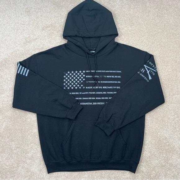 Grunt Style Other - Grunt Style Hoodie Large Black Pullover American Flag Logo Patriotic Casual Men